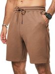 JMIERR Texture Mens Casual Shorts Fashion Drawstring Summer Beach Stretch Waist Sweat Shorts with Pockets for Men 7 Inch Inseam Relaxed Fit, M, Dark Brown