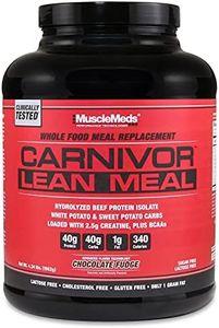 MuscleMeds CARNIVOR LEAN MEAL whole food meal replacement shake, MRE, beef protein isolate, white potato, sweet potato, 40g protein, 40 g carbs, lactose free, sugar free, Chocolate Fudge 20 servings