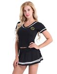 Freebily Women's Cheer Leader Outfit Cosplay Cheerleadring Costumes Sexy Lingerie Set School Uniform Outfit Black S