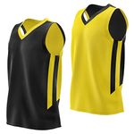 Liberty Imports Reversible Men's Mesh Athletic Basketball Jersey Single for Team Scrimmage, Black/Yellow, Large