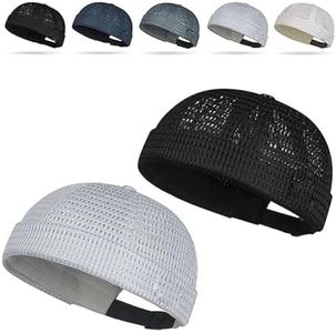INDIGO WHALES 2 Pack Men's Breathable Brimless Hat, Lightweight Mesh Skull Cap for Summer Outdoor Wear (Black+Light Gray)