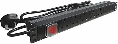 JUSTOP 6 Way Rack Mount PDU 1U 19 Inch 13A Horizontal Power Distribution Unit With On/Off Switch, 1.8M Lead And Fused UK Plug