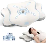 JINXIA Memory Foam Ergonomic Pillows for Sleeping, Orthopedic Neck Support Pillow,Cooling Pillow with Removable Pillowcase for Side,Back, Stomach Sleepers,Light White and Gray
