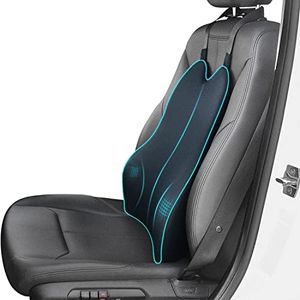 Dreamer Car Lumbar Support Pillow for Car-Car Back Support-Memory Foam Car Driving Fatigue/Pain Relief - Dual Straps Better Fix The Cushion Dark Gray
