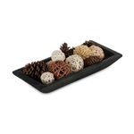 Hanobe Decorative Wood Dough Bowl: Long Wooden Centerpiece Table Decorations Natural Candle Holder Tray Decor Rustic Unfinished Trough Centerpieces for Dining Room Kitchen, Black