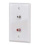 RCA Wall Plate, HTTX White 2-Port RCA Wall Plate with Removable F/F RCA Keystone Jack Inserts for L/R Stereo Speakers