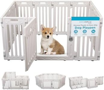 BIRDROCK HOME Dog Playpen w/Door, 12 Panel, 25.6in H | Strong Plastic, Non-Slip Puppy Playpen, Secure Pet Gate | Indoor Outdoor Fence | Configurable Panels | Small to Medium Pets - White