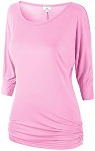 Match Women's 3/4 Sleeve Drape Top with Side Shirring (140 Light Pink,XX-Large)