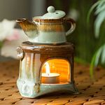 ExclusiveLane Studio Pottery Ceramic Scented Oil Burner Aroma Diffuser and Tealight Candle Holder for Home Fragrances Humidifiers (11.4 x 10.9 x 15 cm)