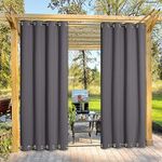 NICETOWN Outdoor Curtains Waterproof for Patio - Thermal Insulated Privacy Protect Panel Blackout Drapes Grommet at top and Bottom Shade Drapes for Porch (Grey, 52" W x 84" L, 1 Pc)