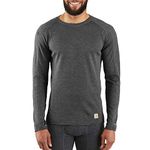 Carhartt Men's Force Midweight Synthetic-Wool Blend Base Layer Crewneck Pocket Top, Dark Black Heather, X-Large