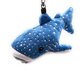 Onwomania Plush/cuddle/fabric animal keychain whale shark blue dotted 12 cm