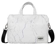 Kinmac 360 Degree Protective Water Resistant Laptop Shoulder Messenger Sleeve Case Bag (15 inch-15.6 inch, White Marble)