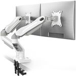 HUANUO Dual Monitor Mount-Monitor Stand with C Clamp/Grommet Mounting Base up to 30 Inch Computer Screens,Adjustable Spring Dual Monitor Arm with VESA - Each Arm Holds 4.4 to 19.8lbs - White