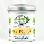 Organic Bee Pollen 500mg Capsules by The Natural Health Market • Soil Association Certified Organic Non-GMO No Magnesium Stearate (120 Capsules)