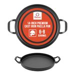 Chef Pomodoro Paella Pan 14 Inch - Premium Cast Iron Paella Pan, Cast Iron Pizza Pan, Deep Dish Pizza Pan, Perfect for Pizza Oven, Ideal Paella Pan for Authentic Spanish Cuisine