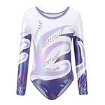 Maritown Gymnastics Leotards for Girls Long Sleeve Sparkle Ballet Leotards Dancing Leotard for Teens Home Gym 5-12 Years