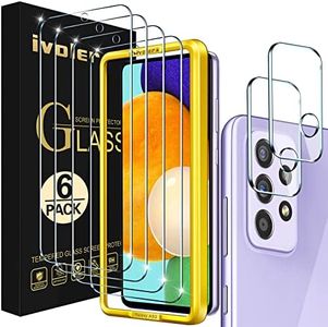 ivoler 4 Piezas Protector de Pantalla para Samsung Galaxy A52 5G / 4G / A52S 5G, con 2 Piezas Protector de Lente de Cámara, Incluye Marco de Instalación Fácil, Sin Burbujas, Cristal Templado Premium