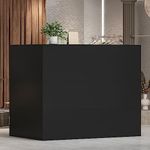 Hitow Modern Reception Desk Counter Table, L-Shap Reception Room Front Desk with Lockable Drawer & Open Shelves, Retail Counter for Salon Checkout Office, Black (55.9" W x 32.3" D x 48.4" H)