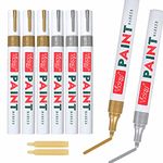 Paint Pens for Rock Painting, Stone, Ceramic, Metal, Glass, Wood, Fabric, Canvas, Set of 6 Permanent Oil Based Paint Markers, Medium Tip, High Volume Ink (3 Gold + 3 Silver)