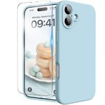 INGIDO for iPhone 16 Case, Liquid Silicone Case with Camera Protection Soft Gel Rubber Cover with Microfiber Lining Shockproof Protective Phone Case for iPhone 16 6.1", Light Blue