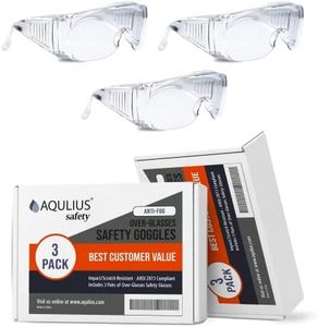 Aqulius 3 Pack Safety Glasses Over Eyeglasses, Anti-Fog and Scratch Resistant OTG Safety Goggles Over Glasses - Crystal Clear Eye Protection