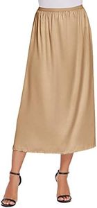 Avidlove Women's Satin Half Slip Lace Long Underskirt Champagne Large