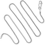 925 Sterling Silver 1.5 MM Box Chain Italian Necklace Lightweight Strong - Rhodium Plated - Lobster Claw 24 Inch