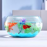 LAQUAL 1 Gallon Glass Fish Bowl with Decor, Include Fluorescent Rocks & Colorful Plastic Trees, High White Glass for Clear View, Small Fish Bowl/Aquarium for Betta/Goldfish, Nice Home Décor