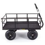 Gorilla Carts 1,200 Pound Capacity Steel Utility Cart, 9 Cubic Feet Gardening Cart Outdoor Yard Wagon with Tow Handle and Removable Sides, Black