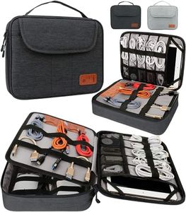 Cable Organiser Bag, Electronic Organizer Bag, Double Layer Travel Case Bag/Pouch for Electronics, Waterproof Pouch for Cables with Sd Card Slots, USB Cable Organizer (Black Large)
