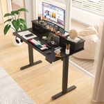 ADVWIN Electric Standing Desk with 2 Drawers, Adjustable Height Sit Stand up Desk with Storage Shelf, 120cm Splice Board Black