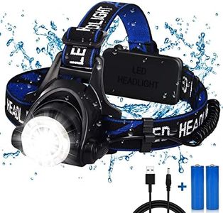 LEXSO Headlamp Flashlight, USB Rechargeable LED Headlamp Torch, IPX4 Waterproof Headlight with 3 Modes and Adjustable Headband Perfect for Camping, Hiking, Outdoors, Hunting, Running