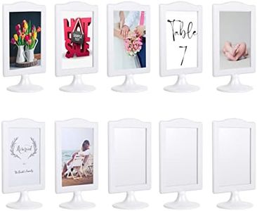 Myraculo Double Sided Standing Picture Frames 4x6 2 Side Pedestal Picture Frames Bulk Plastic White Photo frames Set for Display (10 pack)