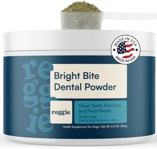 Reggie Bright Bite Dog Dental Powder for Fresh Breath, Healthy Teeth & Gums, 7-Day Results, Postbiotic Formula with Organic Kelp, Natural Dental Care, Vet-Approved, Made in USA, 60 Servings