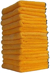 Chemical Guys MIC_506_12 Professional Grade Premium Microfiber Towels, Gold (16 Inch x 16 Inch) (Pack of 12) - Safe for Car Wash, Home Cleaning & Pet Drying Cloths