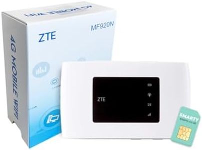 ZTE MF920U CAT4/4G LTE Unlocked Portable Hotspot Mobile Wi-Fi Connects up to 10 Devices 2000mAh Battery + Free Smarty SIM Card - White