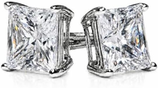 2CT Princess Cut Moissanite Stud Earrings, 14K White Gold GRA Certified