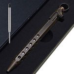 EKLOEN Six-Edge Solid Brass Pen, Bolt Action Pen EDC Pocket Pen Signature Pen Pocket Pen(Retro Black)