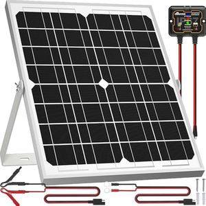 SOLPERK Solar Panel Kit 20W 12V, Solar Battery Trickle Charger Maintainer + Upgrade Controller + Adjustable Mount Bracket for Boat Car RV Motorcycle Marine Automotive