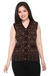 aarbee Woollen Sleeveless Cardigan with Front Pockets for Women (X-Large, Black Sparkle)