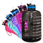 QuiFit 2.2 Litre Motivational Water Bottle - with Straw & Time Marker,Wide Mouth,BPA Free,Reusable,Ideal for Gym,Outdoor Sport,Home & Office(Midnight black)