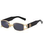 Black Jones MC Stan Black Lens With Golden Frame Rectangular Ring Sunglasses, Goggles For Men's Women;s UV Protected Pack of 1 (Black/Gold)