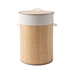 HomeStorie Eco-Friendly Foldable Bamboo Laundry Basket Hamper with Lid, Large - 57 Liter (Light Brown)