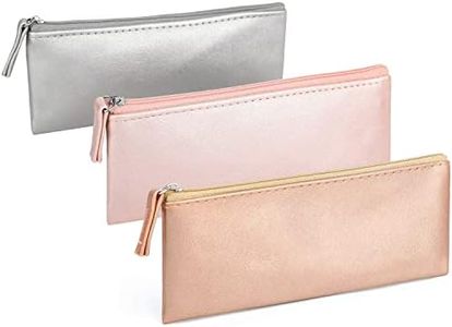 SumDirect PU Leather Cosmetic Pencil Bags - Small Soft Makeup Pouch with Zipper, Pencil Pouch Case Simple Comestic Organizer