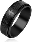 Vivaday Men's Black Titanium Steel Christian Cross Ring - Bible Verse Spinner Prayer & Meditation Ring for Anxiety, Gift for Husband Dad BFF Friend, Size 8