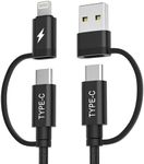 Basesailor 4-in-1 USB C to USB C Cable 3.3ft,60W Fast Charging Multi Charger Cord with USB Converter/iOS/Type C for iPad 8th 9th 10th Air 4th 5th Mini 6th 7th Generation,S20 S10 S9 S8 S7 FE,Tab S9 S8