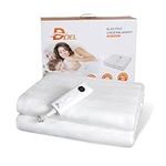 DOEL Electric Blanket Double 160x140cm, 115W Polyester Heated Underblanket with 10 Heating Levels, 3/12 Hours Auto-Off Timer and LED Display, Machine Washable, 220-230V, 50-60Hz, White