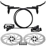 TOBWOLF 1 Pair MTB Disc Brake Set, Hydraulic Disc Brake Kit with 160mm Rotors, Left Rear 1450mm & Right Front 850mm, Aluminum Oil Pressure Calipers Levers for Mountain Bike E-Bike Fat Bike Road Bike