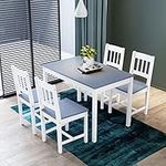 ZANOFIRA Kitchen Dining Table Set with Chairs Set 4 Pine Wood Dinner Set for Dining Room and Living Room Furniture Sets